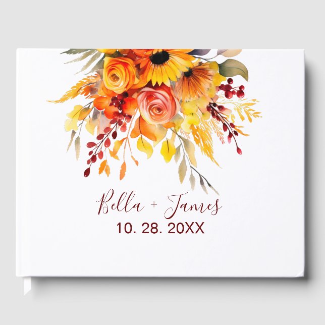 Livro De Visitas Autumn Floral Weding Guest Book (Frente)