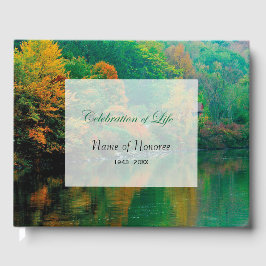Livro De Visitas Autumn Lake Scene Celebration of Life