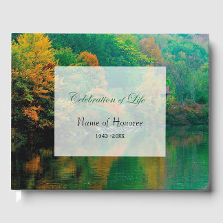 Livro De Visitas Autumn Lake Scene Celebration of Life