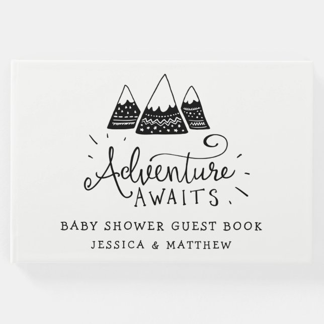 Livro De Visitas Aventura Aguarda Convites Para Bebês (Frente)