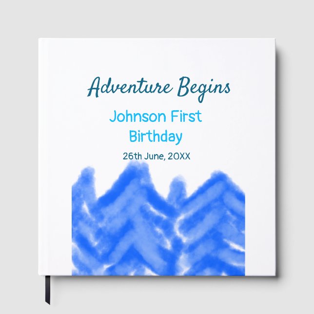 Livro De Visitas Aventura Azul Aqua inicia montanha primeiro aniver (Frente)