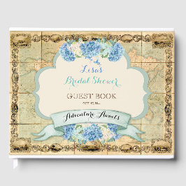 Livro De Visitas Aventura Espera Mapa Mundial Vintage Hortênsias Az