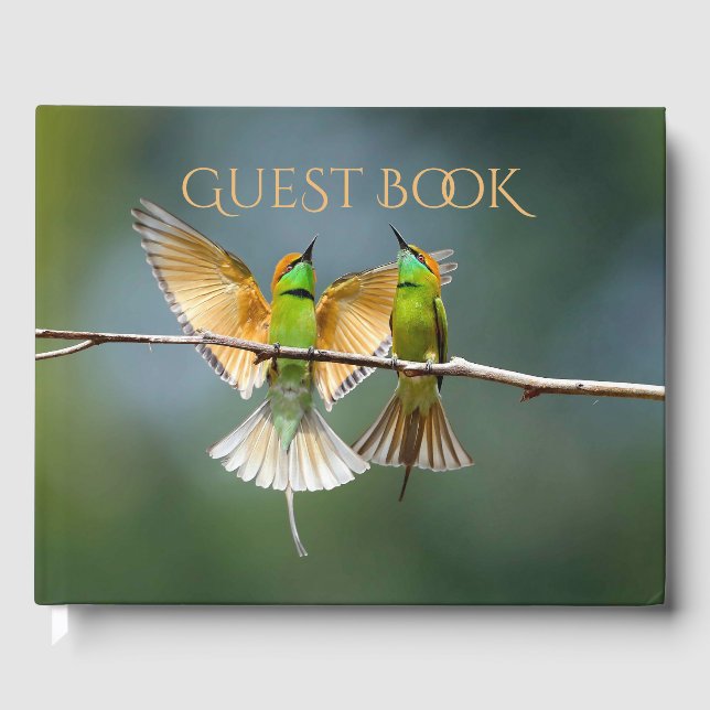 Livro De Visitas Aves Verdes Congeladas na Fotografia das Árvores (Frente)