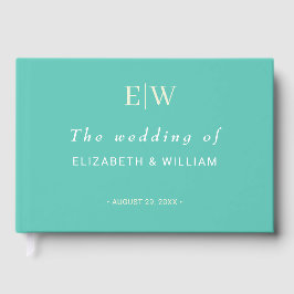 Livro De Visitas Awe Aquático Simples Elegante com Casamento Monogr