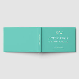 Livro De Visitas Awe Aquático Simples Elegante com Casamento Monogr