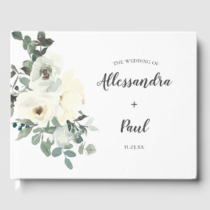 Livro De Visitas Azul e Branco Dusty Floral