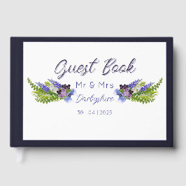 Livro De Visitas Azul e roxo floral 