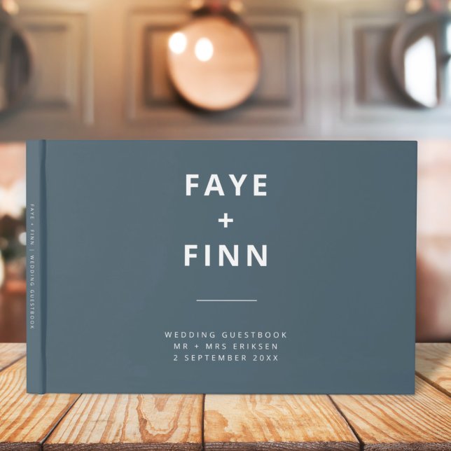 Livro De Visitas Azul-escuro | Casamento minimalista escandinavo (Criador carregado)