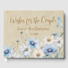 Livro De Visitas Azul-Flores