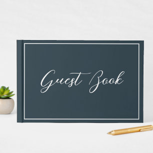 Livro De Visitas Azul Marinho Caligrafia Script Limpo Simples