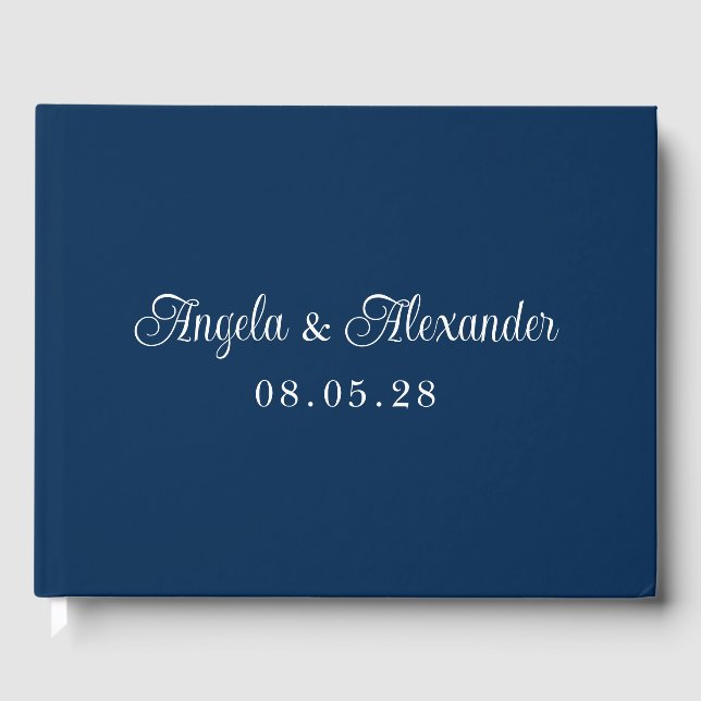Livro De Visitas Azul Marinho e Branco Casamento Bonito Roscas Scri (Frente)