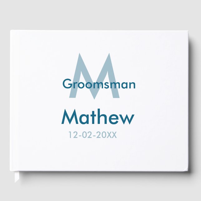 Livro De Visitas Azul marinho padrinho nome letra data masculino po (Frente)