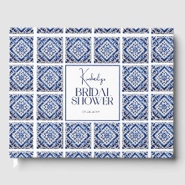 Livro De Visitas Azulejos Azuis Chá de Noiva Italiano Mediterrâneo