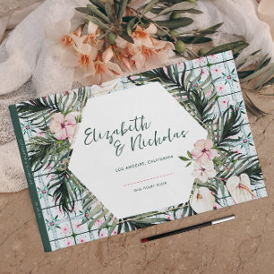 Livro De Visitas Azulejos Florais   Casamento Tropical Marroquino