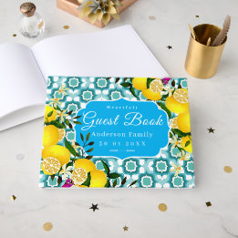 Livro De Visitas Azulejos Mediterrâneos Limão Azul