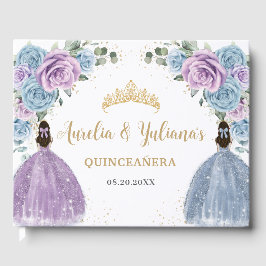 Livro De Visitas Baby Blue Lilac Floral Princesses Twin Quinceañera