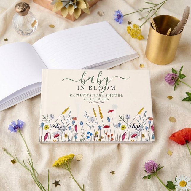 Livro De Visitas Baby in Bloom Wildflower Meadow Baby Shower (Criador carregado)