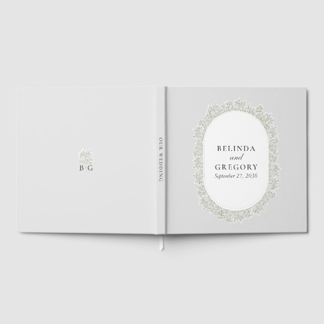 Livro De Visitas Baby's Breath Monogram Gypsophila Floral Wedding (Completo)
