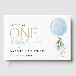 Livro De Visitas Balão Azul, Eucalyptus, Verde, Primeiro Aniversári