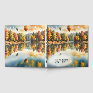 Livro De Visitas Balões de ar quente pairando sobre um lago de outo