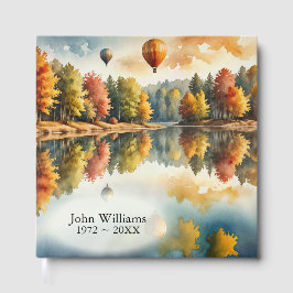 Livro De Visitas Balões de ar quente pairando sobre um lago de outo