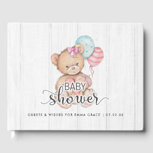 Livro De Visitas Balões de madeira branca e desejos de ursos para C