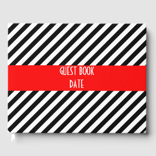 Livro De Visitas Bandas de Diagonal Pretas e Brancas