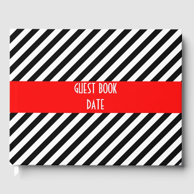 Livro De Visitas Bandas de Diagonal Pretas e Brancas (Frente)