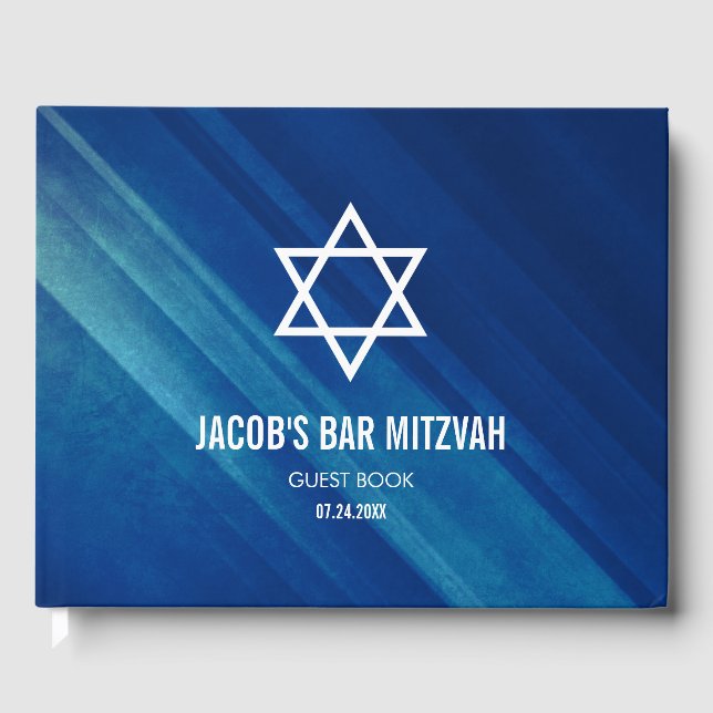 Livro De Visitas Bar Azul Moderno Mitzvah (Frente)