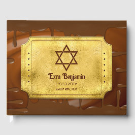 Livro De Visitas Bar de Chocolate Dourado Castanho Mitzvah Bat Mitz