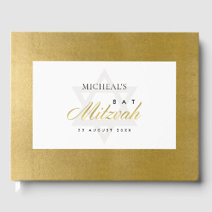 LIVRO DE VISITAS BAR DOURADO FAUX LIMPO SIMPLES ELEGANTE BAT MITZVA