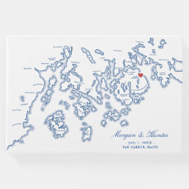 Livro De Visitas Bar Harbour Maine Map Hardcover Wedcover Book