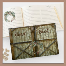 Barn Door e Rosa Floral Guest Book