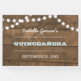 Livro De Visitas Barnwood Lights Aqua Quinceañera Guest Book