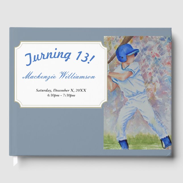 LIVRO DE VISITAS BASEBALL PLAYER TURNING 13 (Frente)