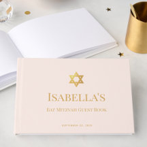 Bat Mitzvah Rosa & Estrela de Davi Dourada Judaica