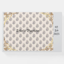 Livro De Visitas Batismo clássico e Ornamentado, personalizável