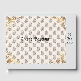 Livro De Visitas Batismo clássico e Ornamentado, personalizável