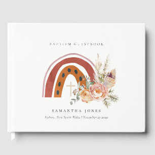 Livro De Visitas Batismo Floral Arco-Íris Cruzado