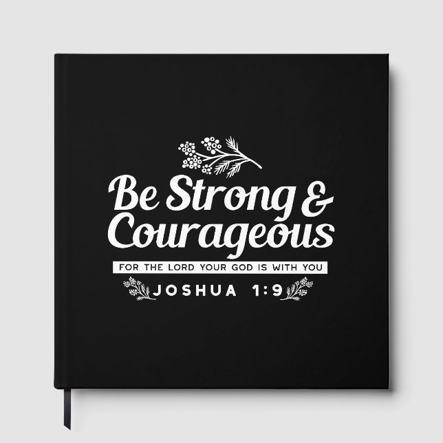 Livro De Visitas Be Strong and Courageous – Joshua 1:9 Bible Verse  (Frente)