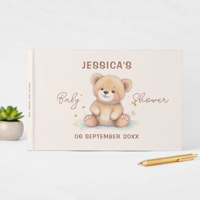 Livro De Visitas Bear Baby Shower Guest Book | Assinar o Guia (Criador carregado)