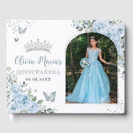 Livro De Visitas Bebê Azul Borboletas Quinceañera Foto