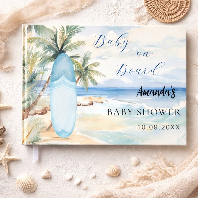 Livro De Visitas bebê chá de fraldas na prancha de surfe do conselh (Criador carregado)