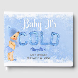 Livro De Visitas Bebê É Frio Floco de Neve Azul Menino Chuveiro
