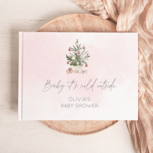 Livro De Visitas Bebê está frio fora do chá de fraldas rosa