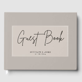 Livro De Visitas Beige Minimal Wedding Guest Book