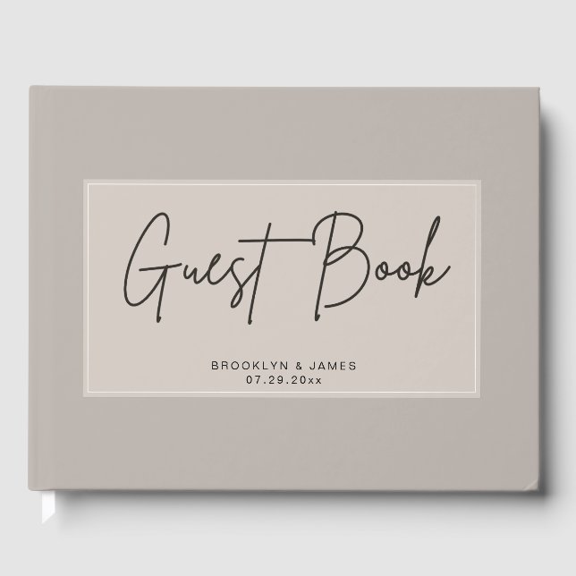 Livro De Visitas Beige Minimal Wedding Guest Book (Frente)