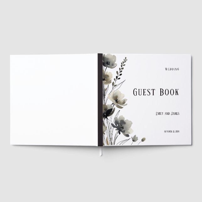 Livro De Visitas Beige Neutral Floral Wedding (Completo)