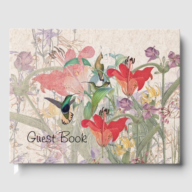 Livro de Visitas Beija-flores Flores Lírio Vermelh (Frente)