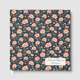Livro De Visitas Belas Flores de Pessegueiro em Azul Marinho